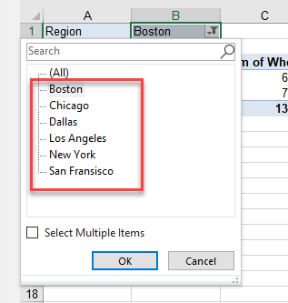 advancedpivot single filter