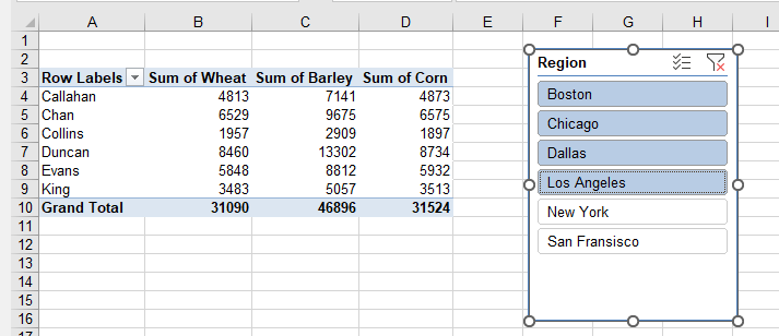 advancedpivot slicer concurrent select