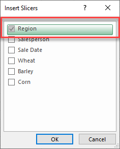 advancedpivot slicer select field