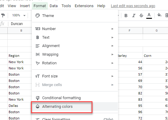 changetableformat gs menu