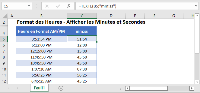 format heures afficher minutes secondes fonction principale