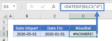 jours entre dates fonction datedif format d erreur