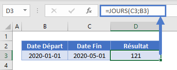 jours entre dates fonction jours