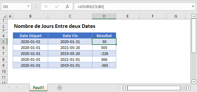 jours entre dates fonction principale