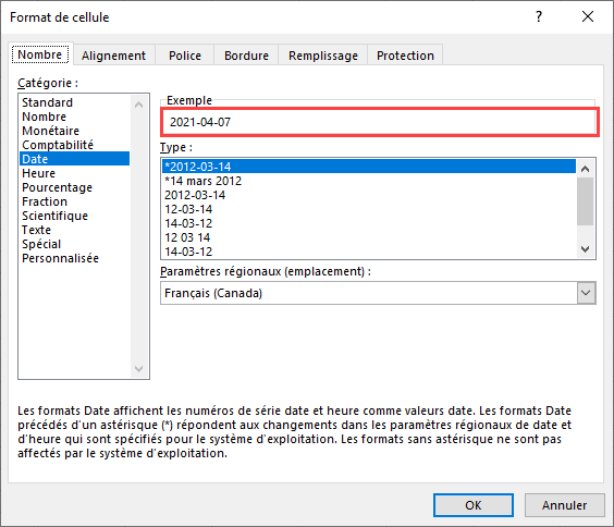 modifier format dates dialogue format cellule date