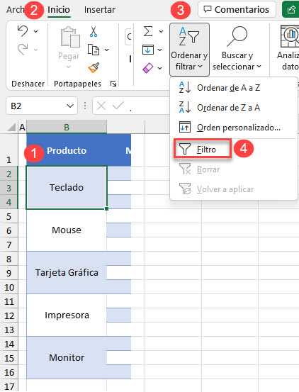 Activar Filtro en Tabla con Celdas Combinadas en Excel