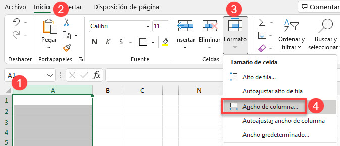 Ajustar Ancho de Columna Vista Normal en Excel