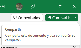 Botón Compartir Excel 365