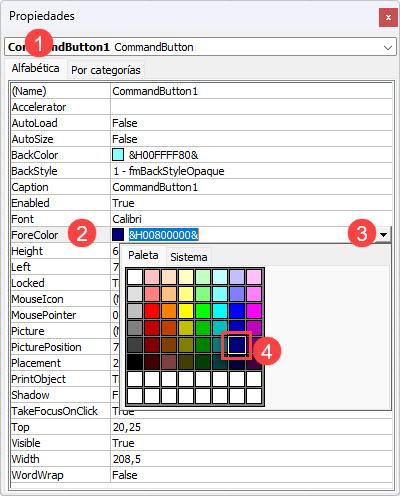 Cambiar-el-Color-del-Texto de Botón de Control ActiveX en Excel