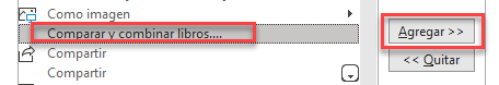 Comando Comparar y Combinar Libro en Excel