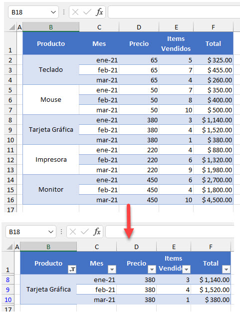 Cómo Filtrar Celdas Combinadas en Excel