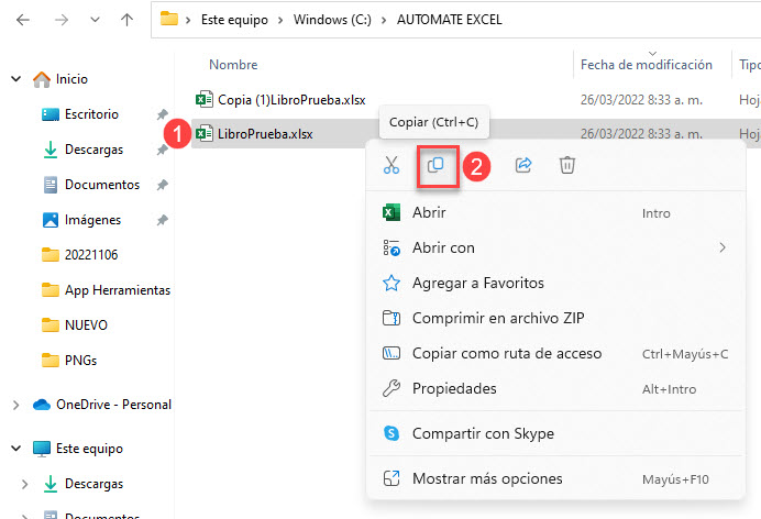 Copiar Archivo desde el Explorador de Archivos de Windows