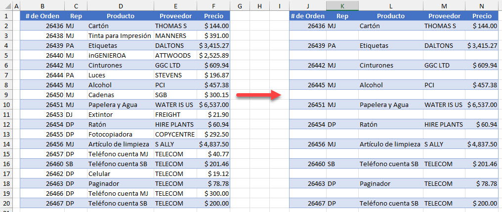 Copiar Cada Dos Filas en Excel