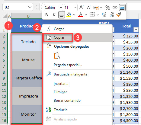 Copiar Celdas Combinadas Seleccionadas en Excel