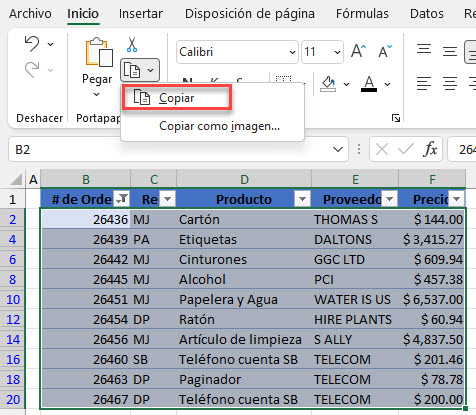 Copiar Celdas Filtradas en Excel
