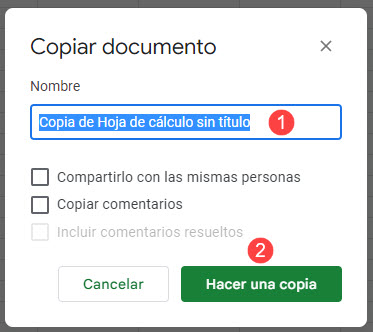 Copiar Documento en Google Sheets