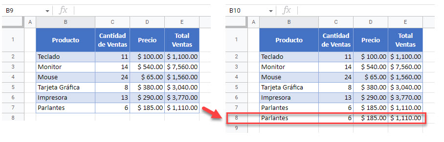 Duplicar Filas en Google Sheets