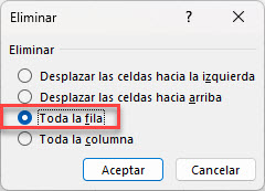 Eliminar Toda la Fila en Excel