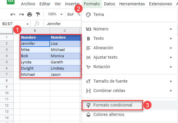 Encontrar y Resaltar Algo con Formato Condicional en Google Sheets