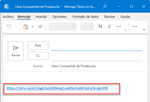 Enlace Insertado en Outlook