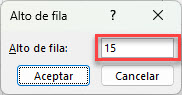 Establecer Alto de Fila Vista Normal en Excel