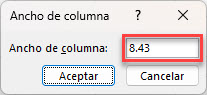 Establecer Ancho de Columna Vista Normal en Excel