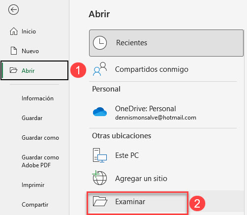 Explorar Archivos desde Menú Excel