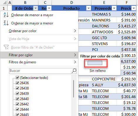 Filtrar por Color en Excel