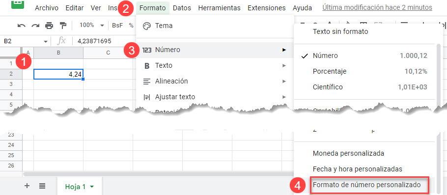 Formato de Número Personalizado en Google Sheets