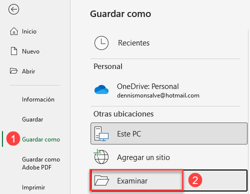 Guardar como en Excel