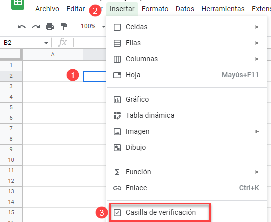 Insertar Casilla de Verificación en Google Sheets