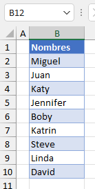 Nombres para Cuadro Combinado en Excel