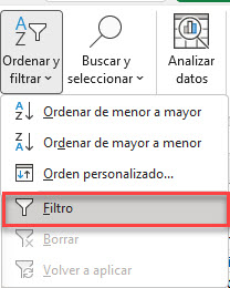 Ordenar y Filtrar en Excel