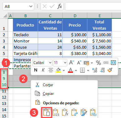 Pegar Selección en Múltiples Filas en Excel