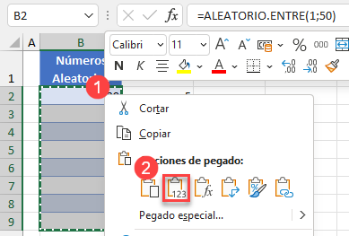 Pegar Valores en Excel