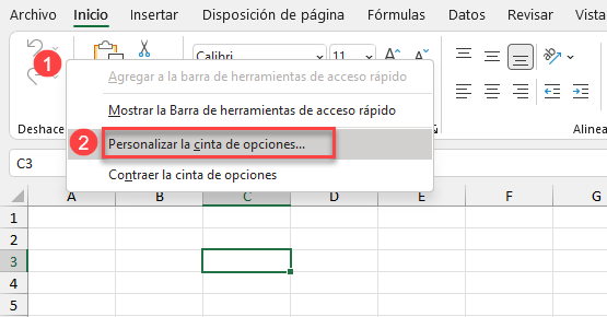 Personalizar la Cinta de Opciones en Excel