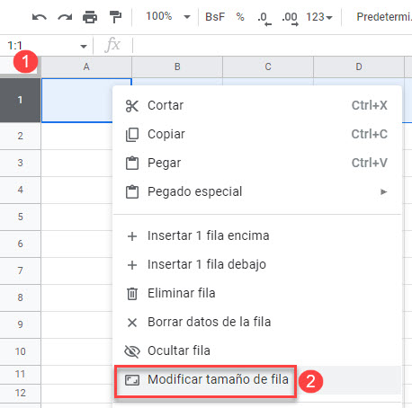 Reajustar Tamaño de Fila en Google Sheets