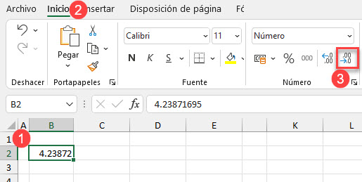 Reducir Decimales con Formato en Excel