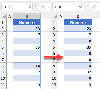 Reemplazar Celdas en Blanco con Cero Main en Excel