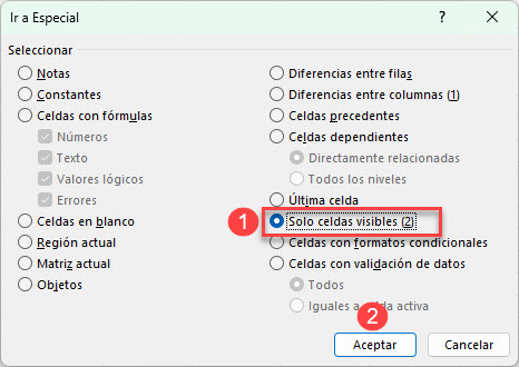 Seleccionar Solo Celdas Visibles en Excel