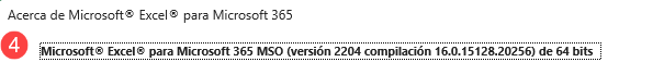Versión de Microsoft Excel