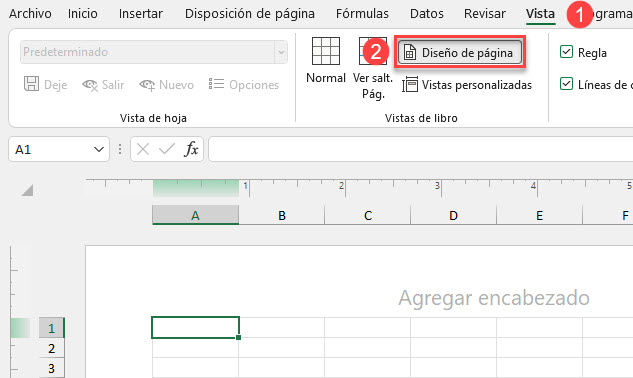 Vista de Diseño de Página en Excel