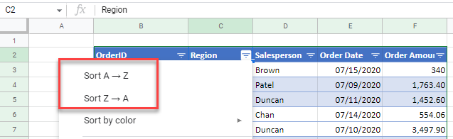 columns sortable gs filter