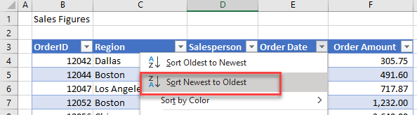 columns sortable order date sort