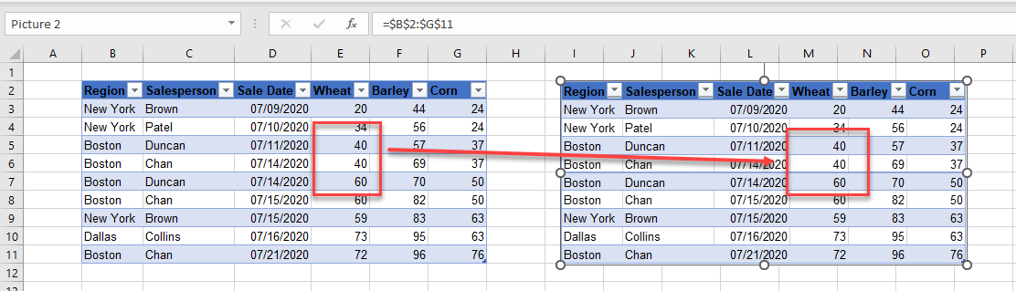 floating table data change