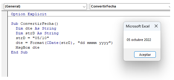 Convertir y Formatear Fecha en VBA Ej2