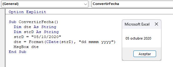 Convertir y Formatear Fecha en VBA