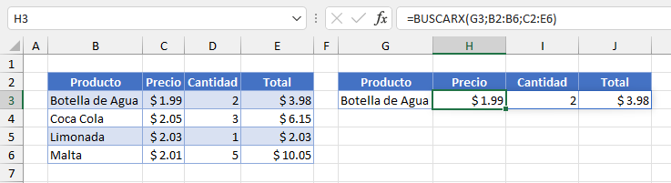 Función Buscarx en Excel
