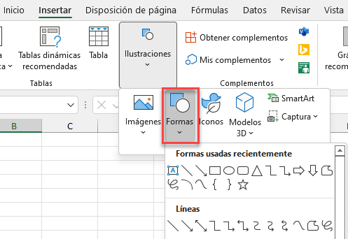 Insertar Forma en Excel