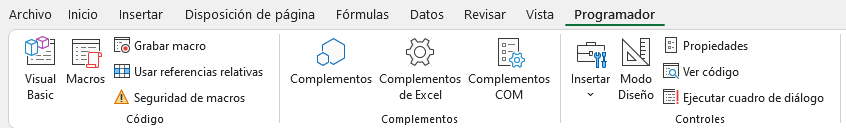 Pestaña de Programador en Excel